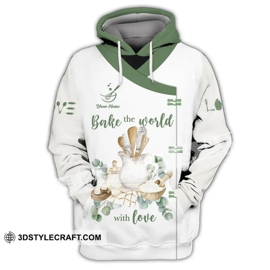Unisex Shirt - Custom Name 3D Shirt For Baker, Bake The World With Love style option 3