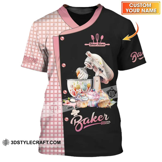 Unisex Shirt - Custom Name 3D Shirt For Baker, Making Cake, Cup Cake style option 1