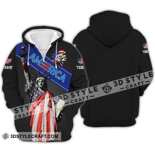 Unisex Shirt - Custom Name 3D Shirt - Liberties America Flag Color style option 4