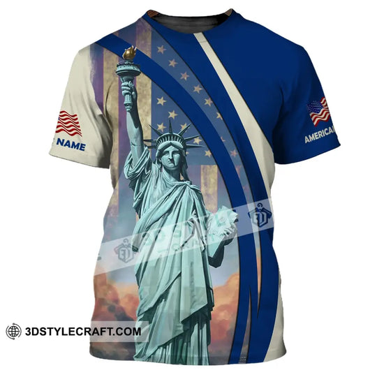 Unisex Shirt, Custom Name American Pride Shirt, Statue of Liberty T-Shirt style option 3