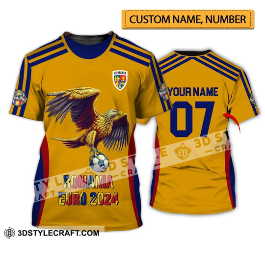 Unisex Shirt - Custom Name And Number 2024 Euro Cup Shirt, Romania Team style option 1