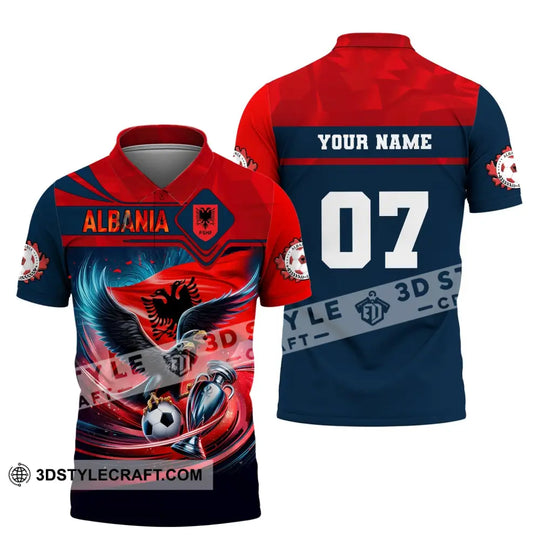Unisex Shirt, Custom Name and Number Albania Football Shirt, Euro 2024 Shirt, Albania Football Polo Long Sleeve Shirt style option 4