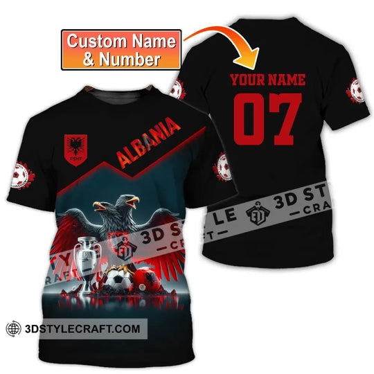 Unisex Shirt, Custom Name and Number Albania Football Polo Shirt, Euro 2024 Albania Football Hoodie Long Sleeve Shirt style option 1