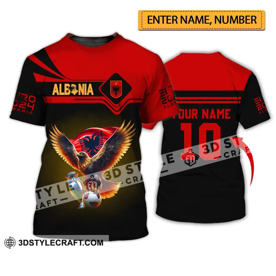 Unisex Shirt - Custom Name And Number Shirt, Albania National Team Euro 2024 Red Shirt style option 1