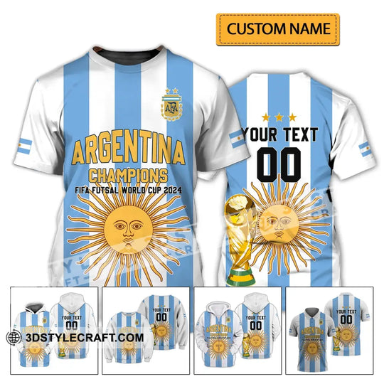 Unisex Shirt - Custom Name And Number Shirt - Argentina Football Fifa World Cup Champions Shirt style option 2