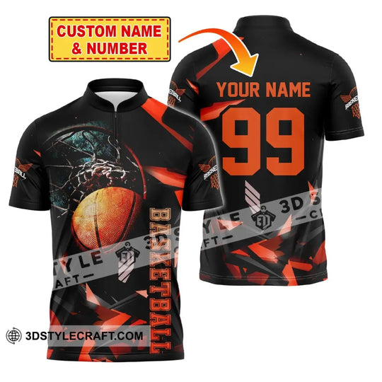 Unisex Shirt, Custom Name and Number Basketball Polo Shirt, Basketball Club Uniform, Basketball T-Shirt style option 1
