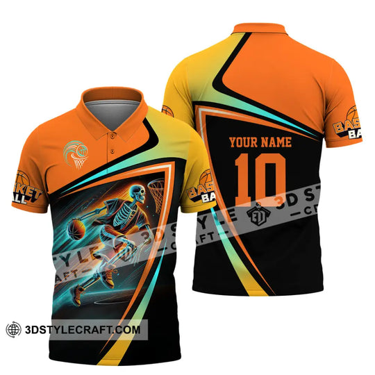 Unisex Shirt, Custom Name and Number Basketball Shirt, Basketball Polo Long Sleeve Shirt, Basketball Gift style option 4