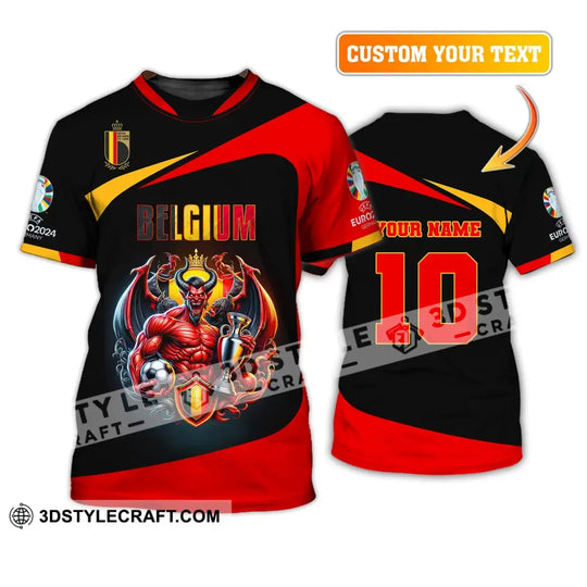 Unisex Shirt, Custom Name and Number Belgium Football Shirt, Belgium 2024 Shirt, Belgium Football Polo Long Sleeve style option 2