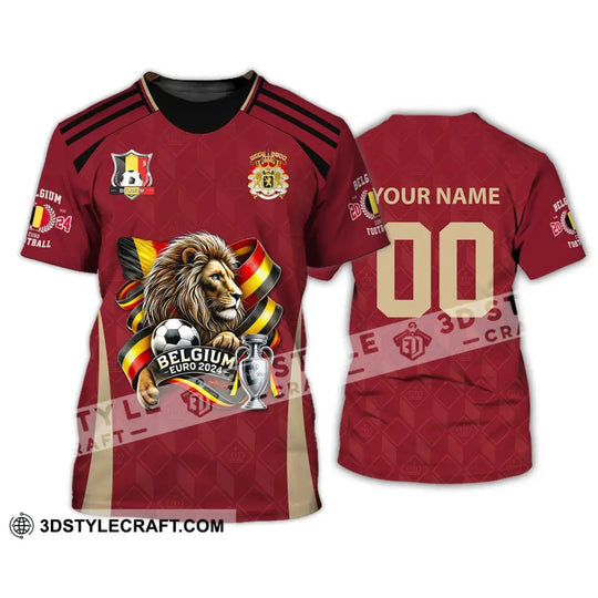 Unisex Shirt, Custom Name and Number Belgium Football T-Shirt, Euro 2024 Belgium Football Polo Long Sleeve Shirt style option 3