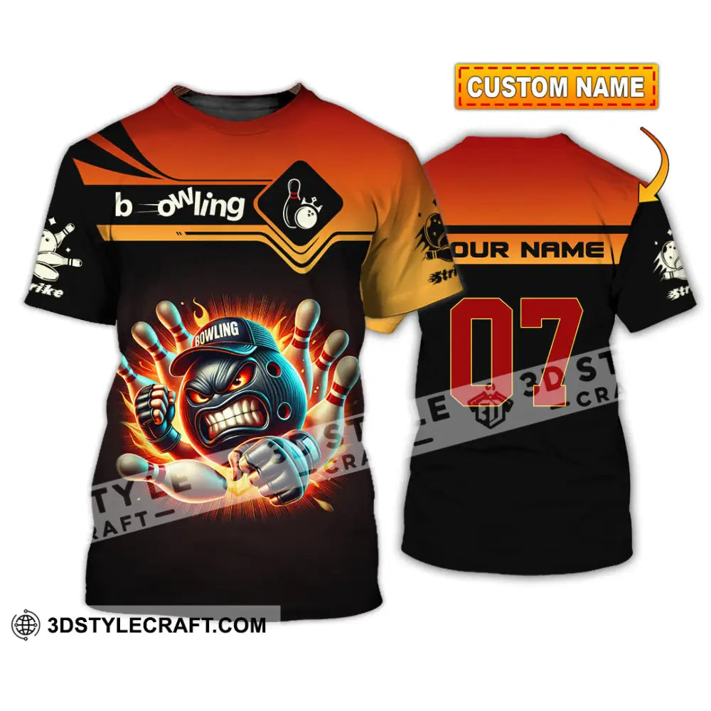 Unisex Shirt Custom Name And Number Bowling Polo Long Sleeve T-Shirt T-Shirt