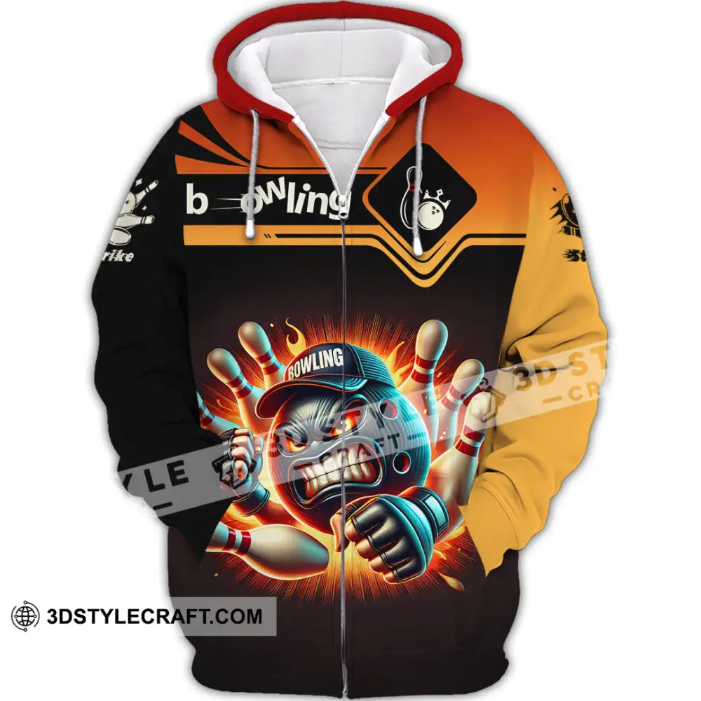 Unisex Shirt Custom Name And Number Bowling Polo Long Sleeve T-Shirt Zipper Hoodie / S T-Shirt