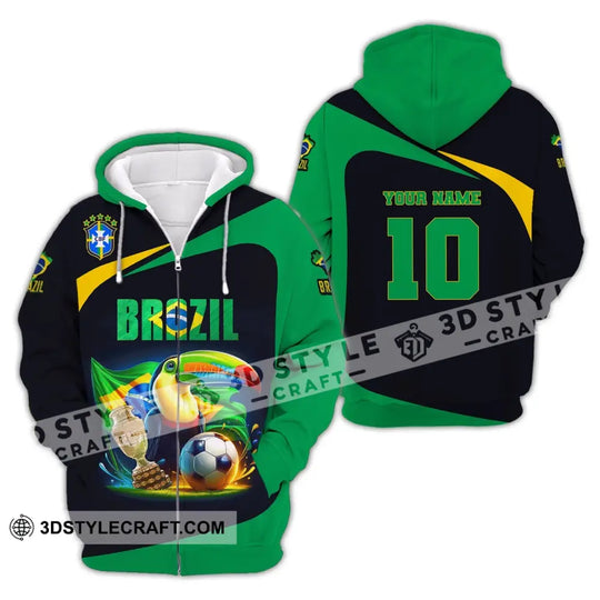 Unisex Shirt, Custom Name and Number Brazil Football Shirt, Euro 2024 Brazil Football Polo Long Sleeve Shirt style option 4