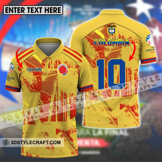 Unisex Shirt - Custom Name And Number Copa America Shirt, Golden Colombia style option 1