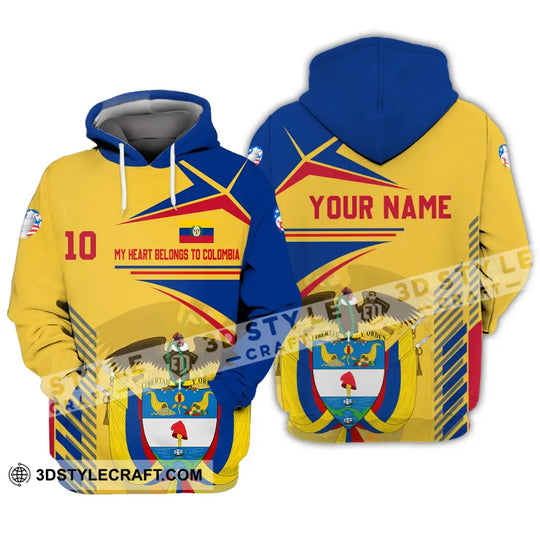 Unisex Shirt - Custom Name And Number Copa America Shirt, Golden My Heart Belongs To Colombia style option 3