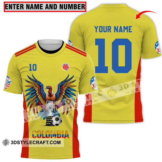 Unisex Shirt - Custom Name And Number Copa America Sport Shirt, Colombia style option 1