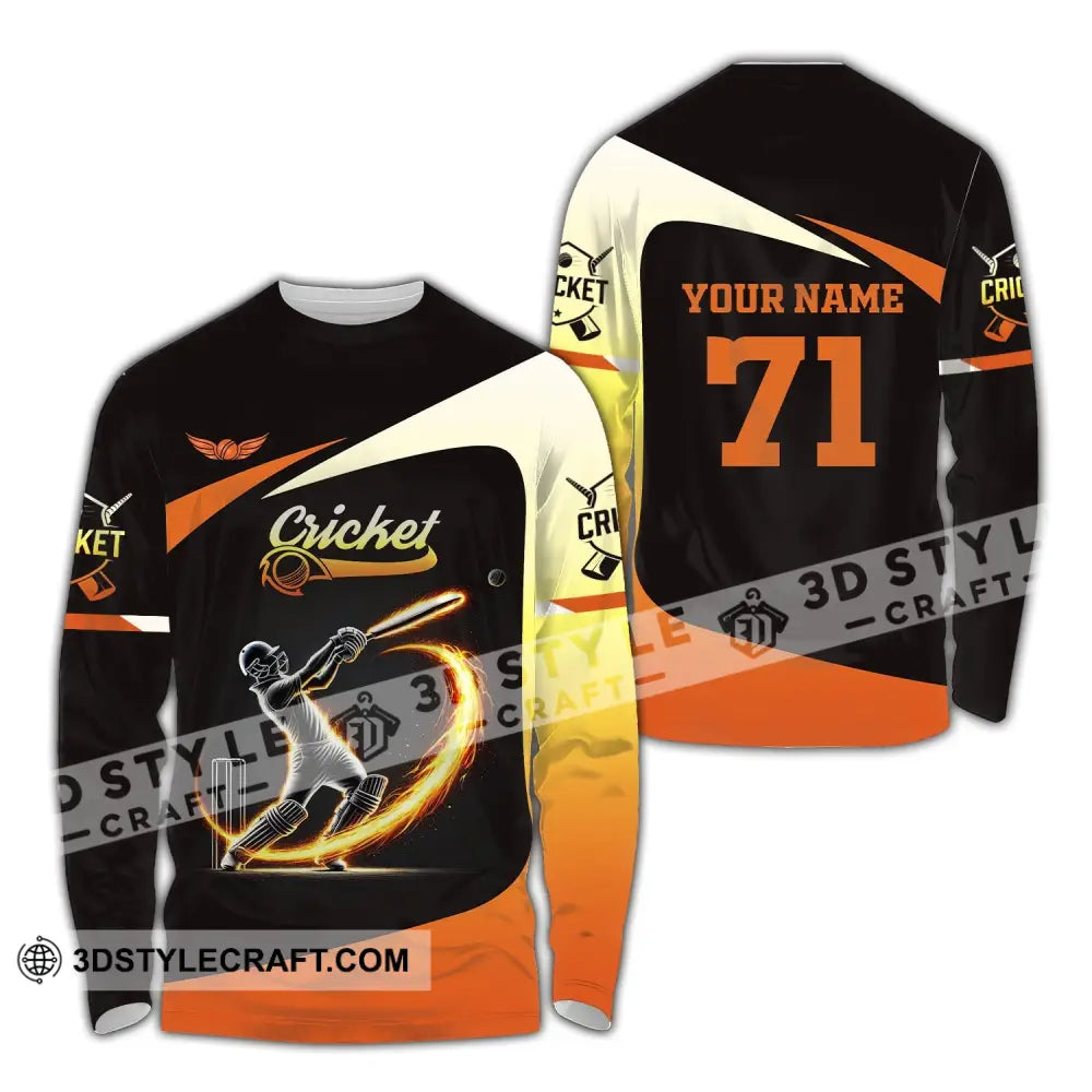 Unisex Shirt Custom Name And Number Cricket Ball Hoodie Long Sleeve / S T-Shirt