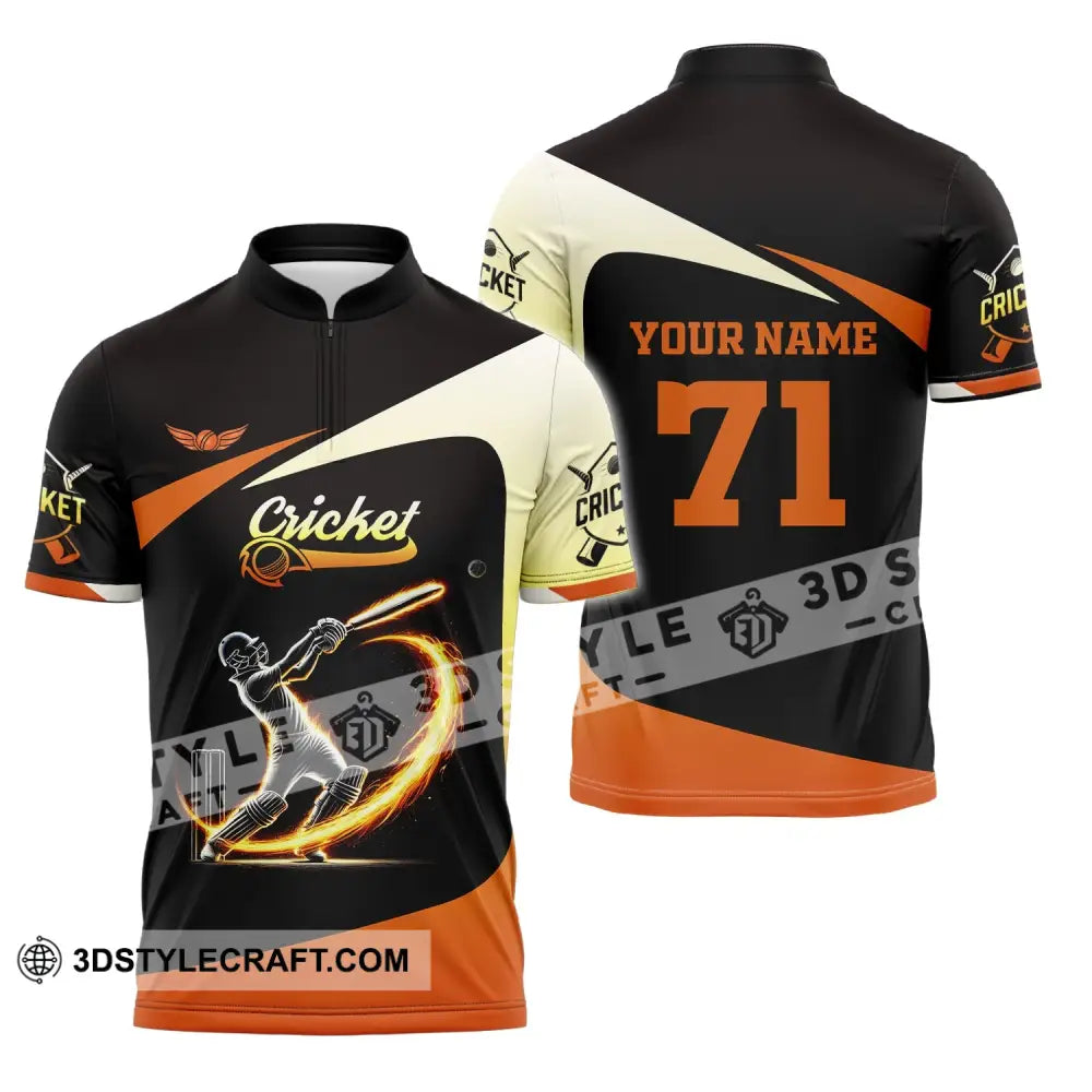 Unisex Shirt Custom Name And Number Cricket Ball Hoodie Zipper Polo / S T-Shirt