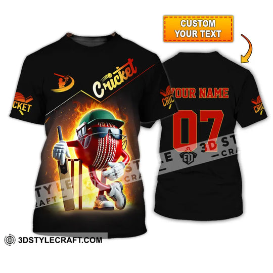 Unisex Shirt, Custom Name and Number Cricket Ball Shirt, Cricket Ball Lover Gift style option 1