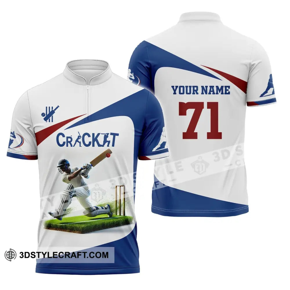Unisex Shirt Custom Name And Number Cricket Ball Polo Long Sleeve T-Shirt Zipper / S T-Shirt