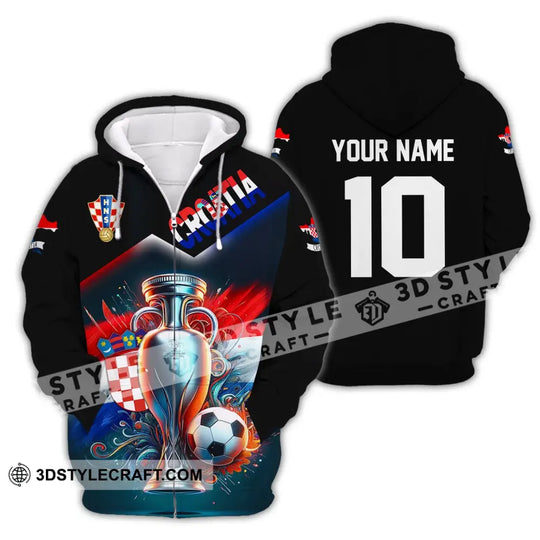 Unisex Shirt, Custom Name and Number Croatia Football Polo Shirt, Euro 2024 Croatia Football Hoodie Long Sleeve Shirt style option 4