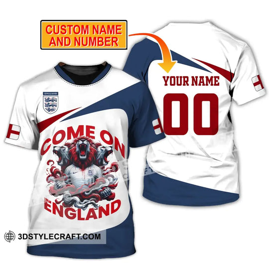 Unisex Shirt, Custom Name and Number England Football Shirt, Come On England Shirt, England Football Polo Long Sleeve style option 2