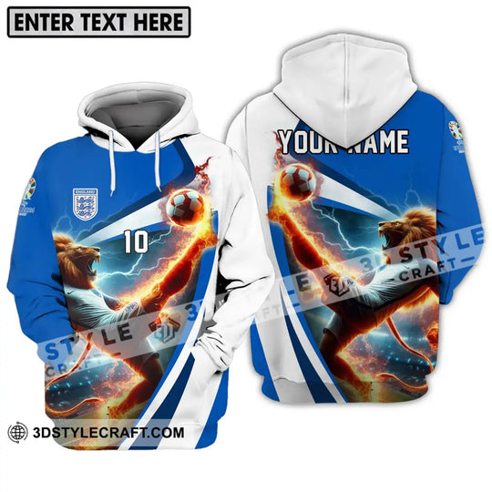 Unisex Shirt - Custom Name And Number, England Lion Playing Fire Ball Shirt style option 3