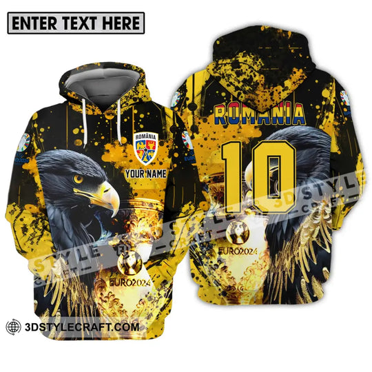 Unisex Shirt - Custom Name And Number Euro 2024 Cup Shirt, Eagle Romania Team style option 3