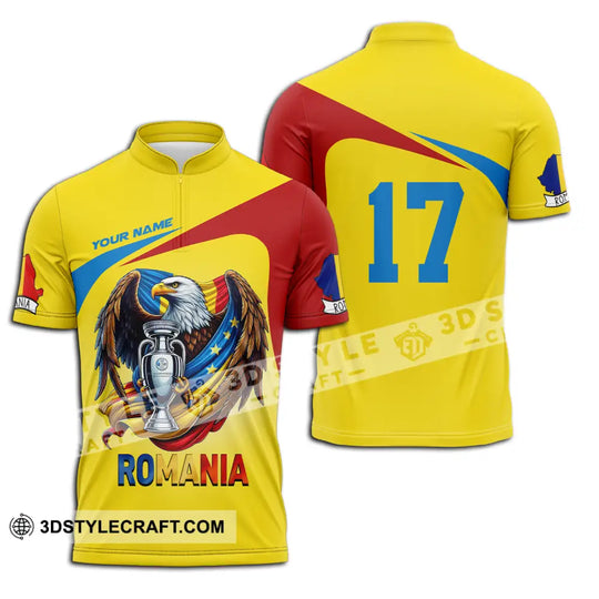 Unisex Shirt - Custom Name And Number Shirt, Euro 2024 Cup Romania Gold style option 3