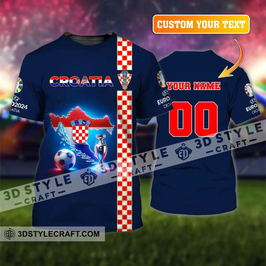 Unisex Shirt, Custom Name and Number Euro 2024 Football Shirt, Croatia Football Polo Shirt, Croatia Football Hoodie Long Sleeve Shirt style option 1