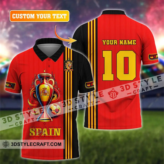 Unisex Shirt, Custom Name and Number Euro 2024 Football Shirt, Spain Football Polo Shirt, Spain Football Hoodie Long Sleeve Shirt style option 1