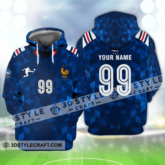 Unisex Shirt - Custom Name And Number Shirt, Euro 2024 France FFF National Team Blue Shirt style option 4