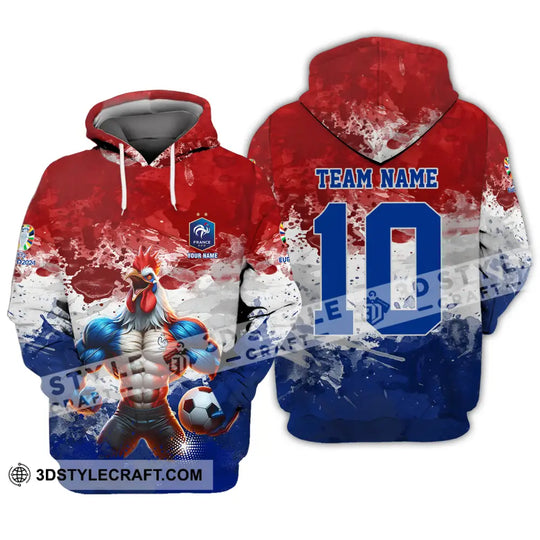 Unisex Shirt - Custom Name And Number Shirt, Euro 2024 National Team, France Team Muscular Chicken style option 4