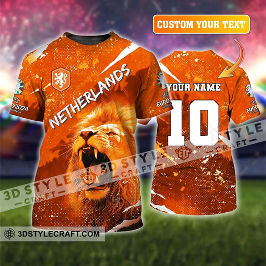 Unisex Shirt, Custom Name and Number Football T-Shirt, Euro 2024 Shirt, Netherlands Football Polo Long Sleeve style option 1