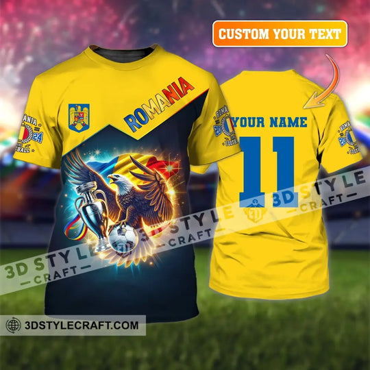 Unisex Shirt, Custom Name and Number Football T-Shirt, Euro 2024 Shirt, Romania Football Polo Long Sleeve Shirt style option 1