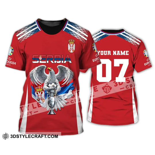 Unisex Shirt, Custom Name and Number Football T-Shirt, Euro 2024 Shirt, Serbia Football Polo Long Sleeve Shirt style option 3
