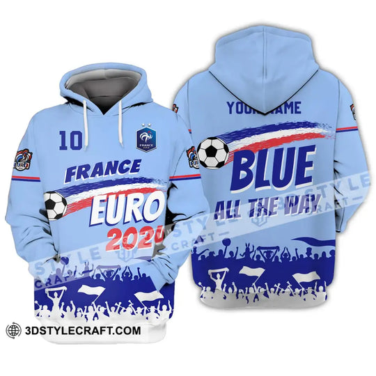 Unisex Shirt - Custom Name And Number Shirt, France Euro 2024 National Team Blue All The Way style option 3
