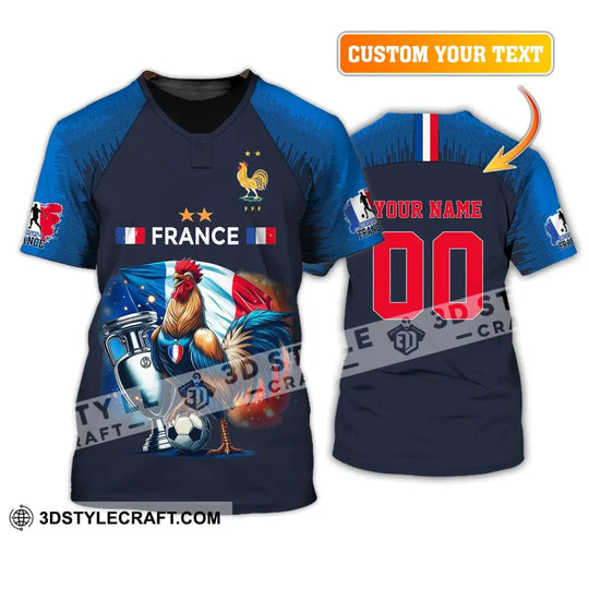 Unisex Shirt, Custom Name and Number France Football Shirt, France Euro 2024 Football Polo Long Sleeve Shirt style option 2