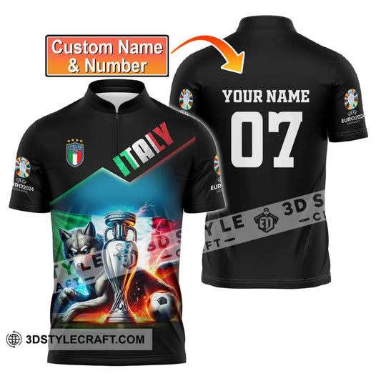 Unisex Shirt, Custom Name and Number Italy Football Shirt, Euro 2024 Shirt, Italy Football Polo Long Sleeve style option 1