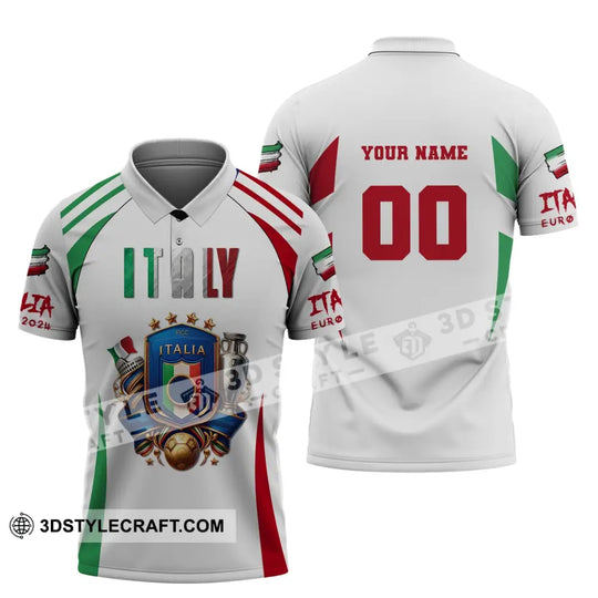 Unisex Shirt, Custom Name and Number Italy Football Shirt, Italy Football Polo Long Sleeve, Italy Euro 2024 Shirt style option 4