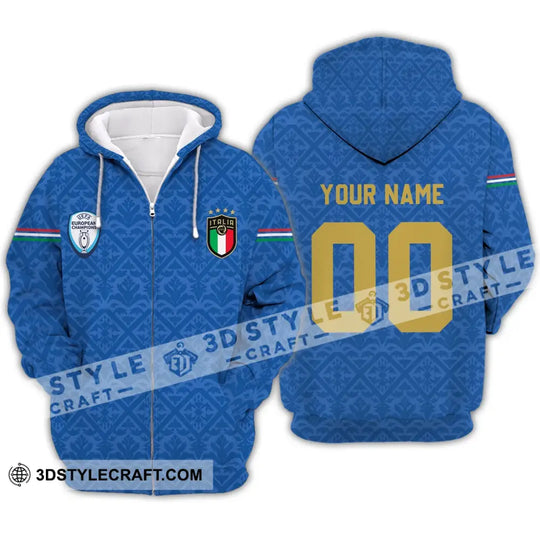 Unisex Shirt - Custom Name And Number Italy National Team Blue Color Shirt style option 3