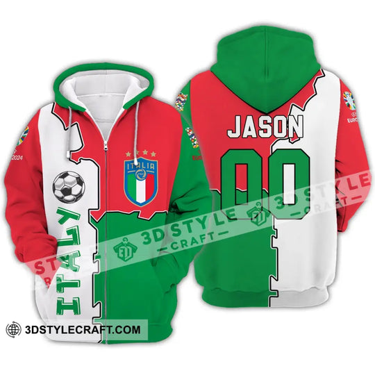 Unisex Shirt - Custom Name And Number Italy National Team Euro 2024 Flag Color Shirt style option 4