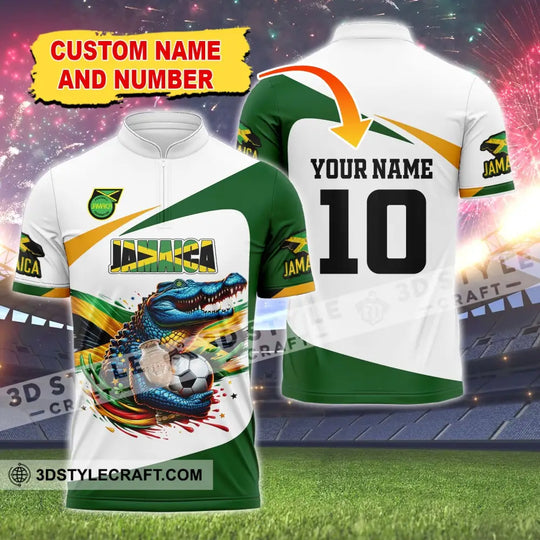 Unisex Shirt, Custom Name and Number Jamaica Football Polo Shirt, Euro 2024 Jamaica Football Hoodie Long Sleeve Shirt style option 1