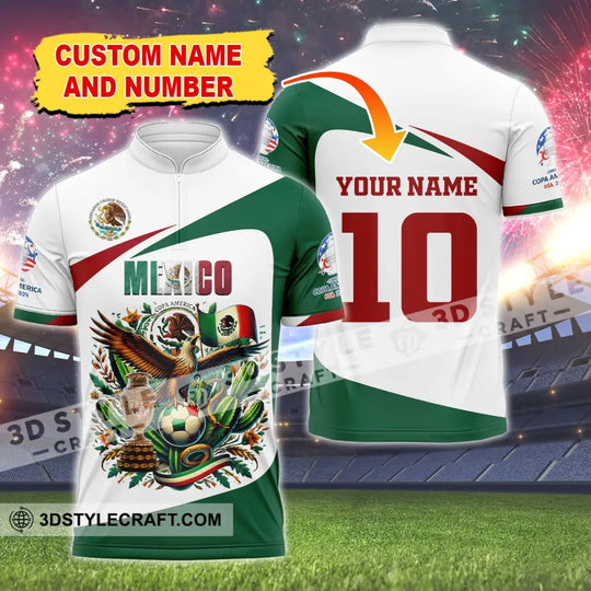 Unisex Shirt, Custom Name and Number Mexico Football Shirt, Mexico Football Polo Long Sleeve Shirt style option 1