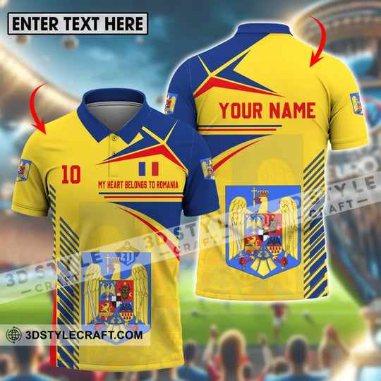 Unisex Shirt - Custom Name And Number National Team Shirt, My Heart Belongs To Romania style option 1