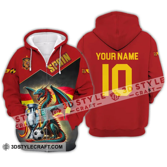 Unisex Shirt - Custom Name And Number National Team Shirt, Spain Heart Ball Fly Dragon style option 3