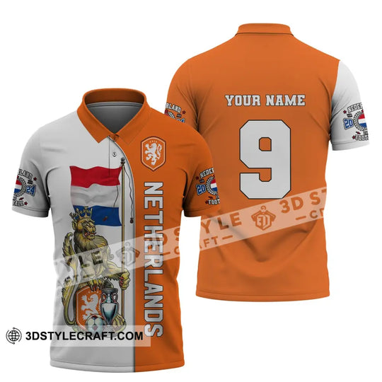 Unisex Shirt, Custom Name and Number Netherlands Euro 2024 Shirt, Netherlands Football Polo Long Sleeve style option 4