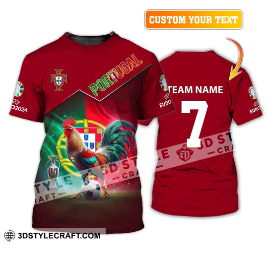 Unisex Shirt, Custom Name and Number Portugal Football Shirt, Euro 2024 Portugal Football Polo Long Sleeve Shirt style option 2