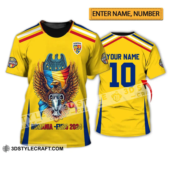 Unisex Shirt - Custom Name And Number Shirt, Romania - Euro 2024 style option 1