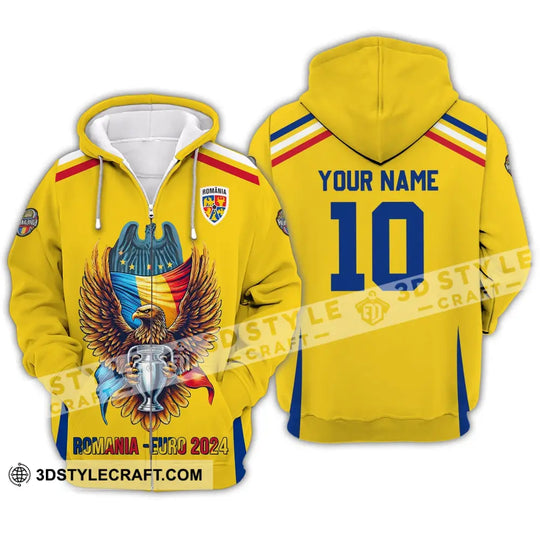 Unisex Shirt - Custom Name And Number Shirt, Romania - Euro 2024 style option 3