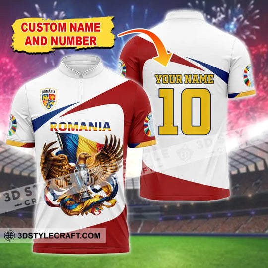 Unisex Shirt, Custom Name and Number Romania Football Polo Shirt, Euro 2024 Romania Football Hoodie Long Sleeve Shirt style option 1
